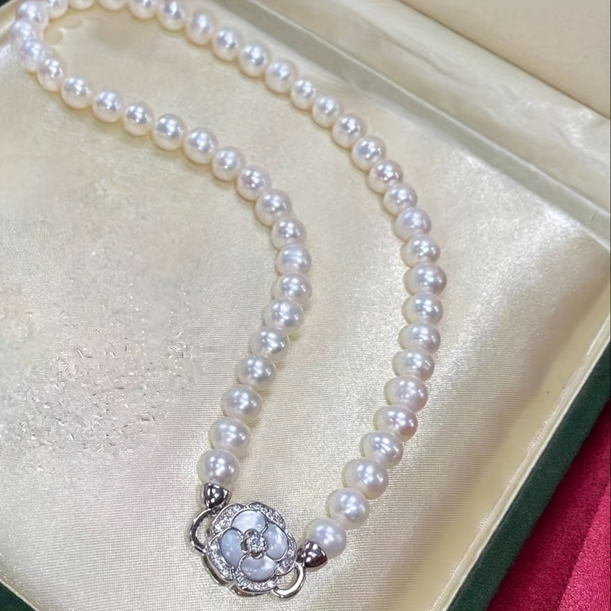 Zarif Shirin Su Pearl Marjon - 925 Sterling Kumushdan tayyorlangan, Partiyalar va Festival uchun ajoyib, Mukammal Sevgi Kuni sovg'asi