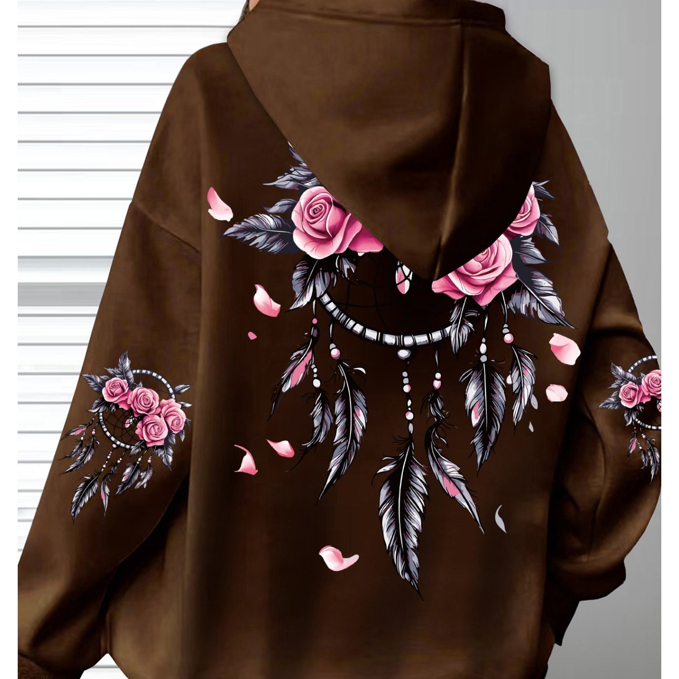 Women's Oversized Hoodie with Floral Turtle Graphic Long Sleeve Sweatshirt in Pink