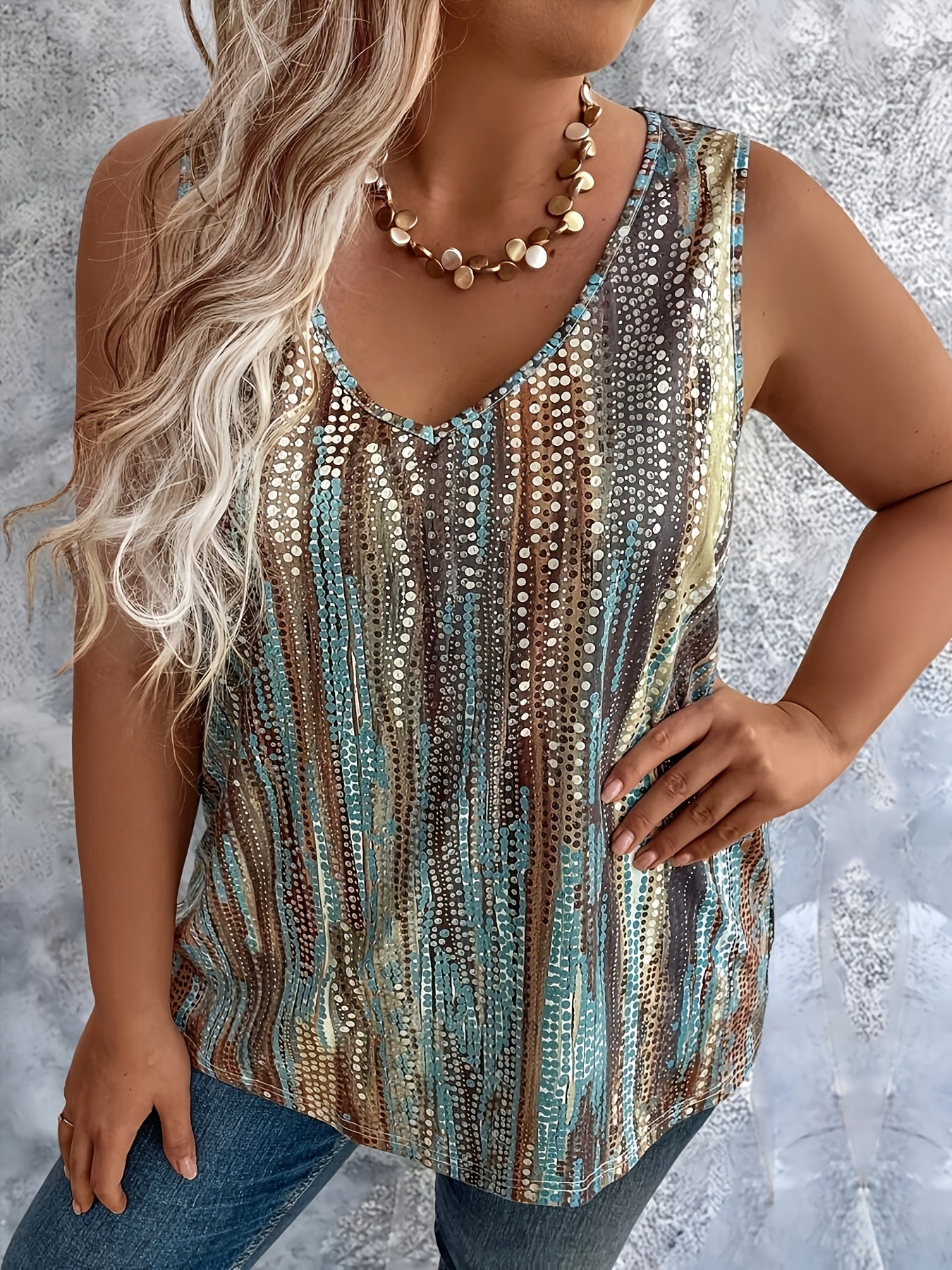 Женский жилет большого размера с мультицветным дизайном для повседневного летнего стиля