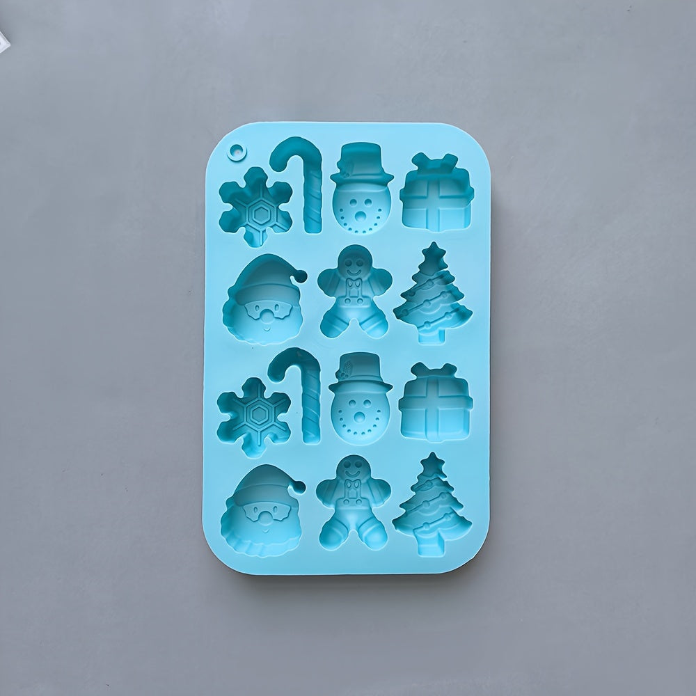 Silicone Christmas Mold 14 Cavities Snowflake Santa Tree for Ice Candy Chocolate