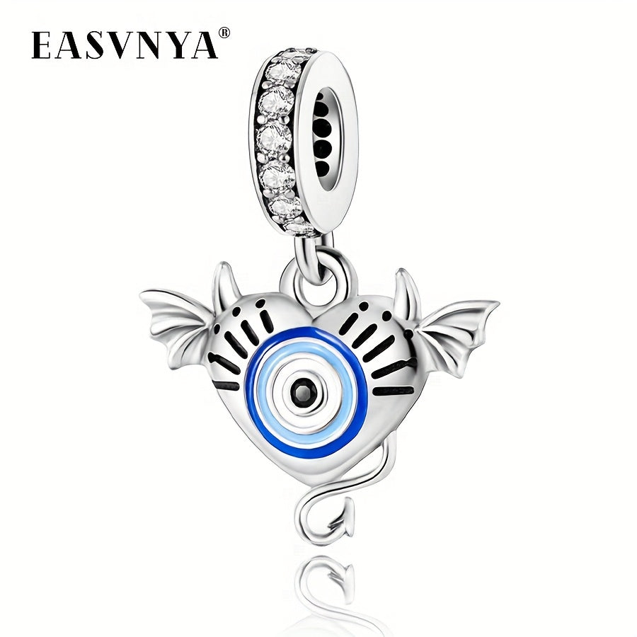 Silver-Plated Devil Pendant with Blue Eyes for Jewelry Making and Gifts