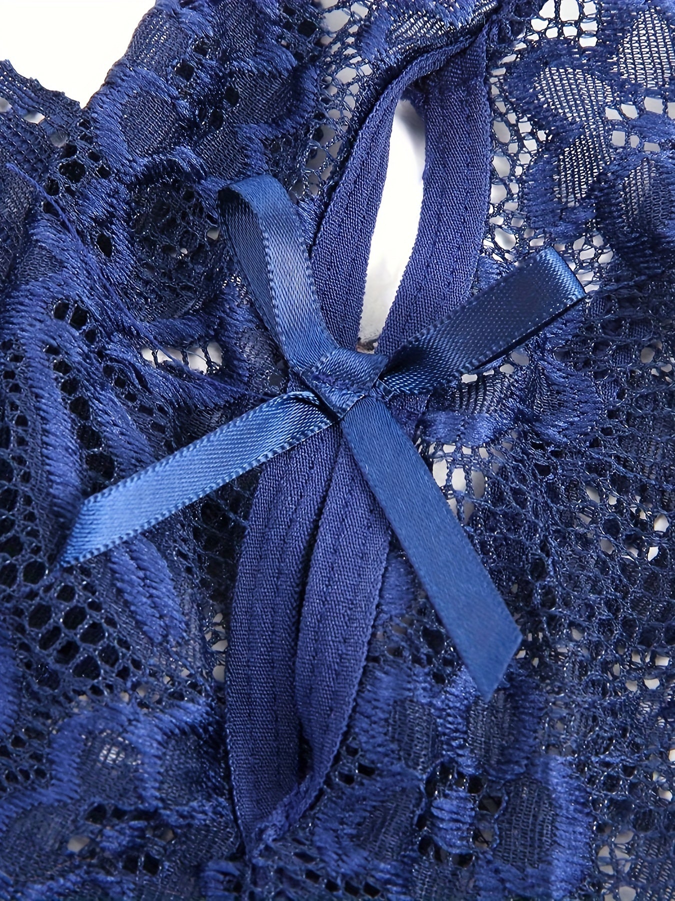 Plus Size Lace Bodysuit Women's Crotchless Halter Teddy with Rhinestones