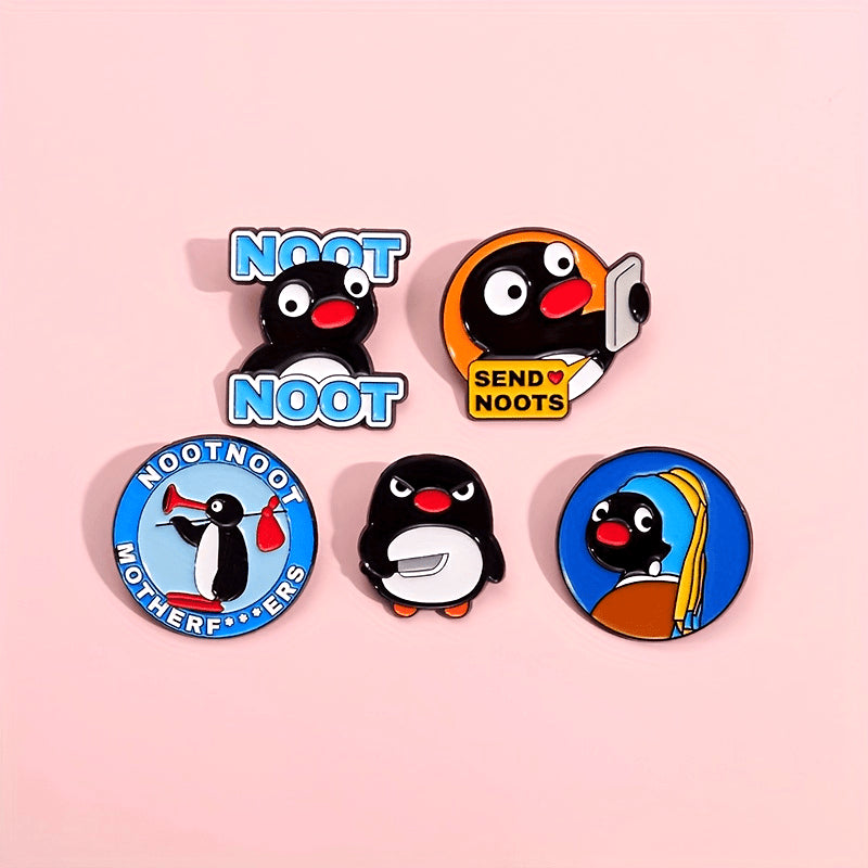 Set of 5 Penguin Enamel Pins Cute Animal Brooch Badges for Clothing and Backpacks