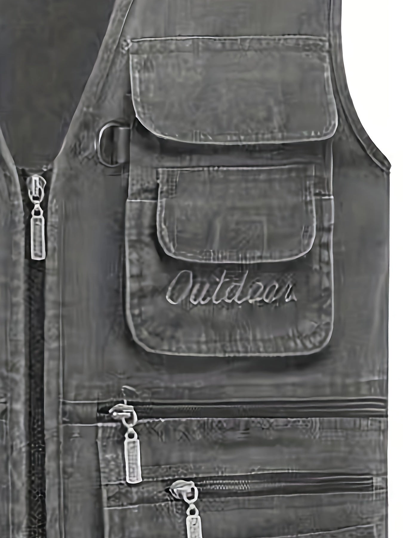 Plus Size Men's Cotton Blend Vest with Multiple Pockets for Spring Fall Winter