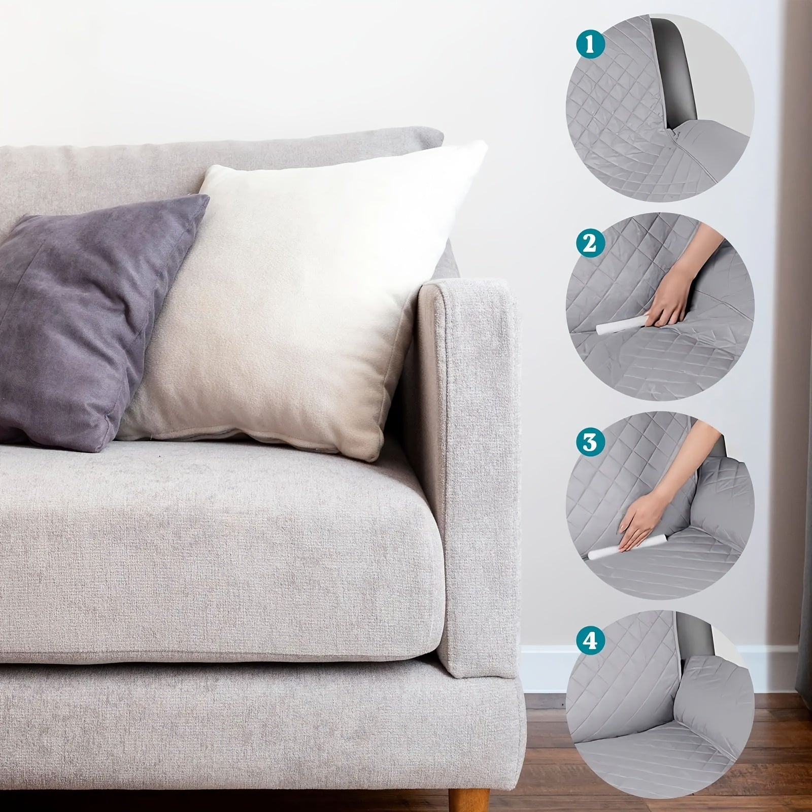 Sofa Cover Fasteners Foam Sticks Non-Slip Washable 6 Pack