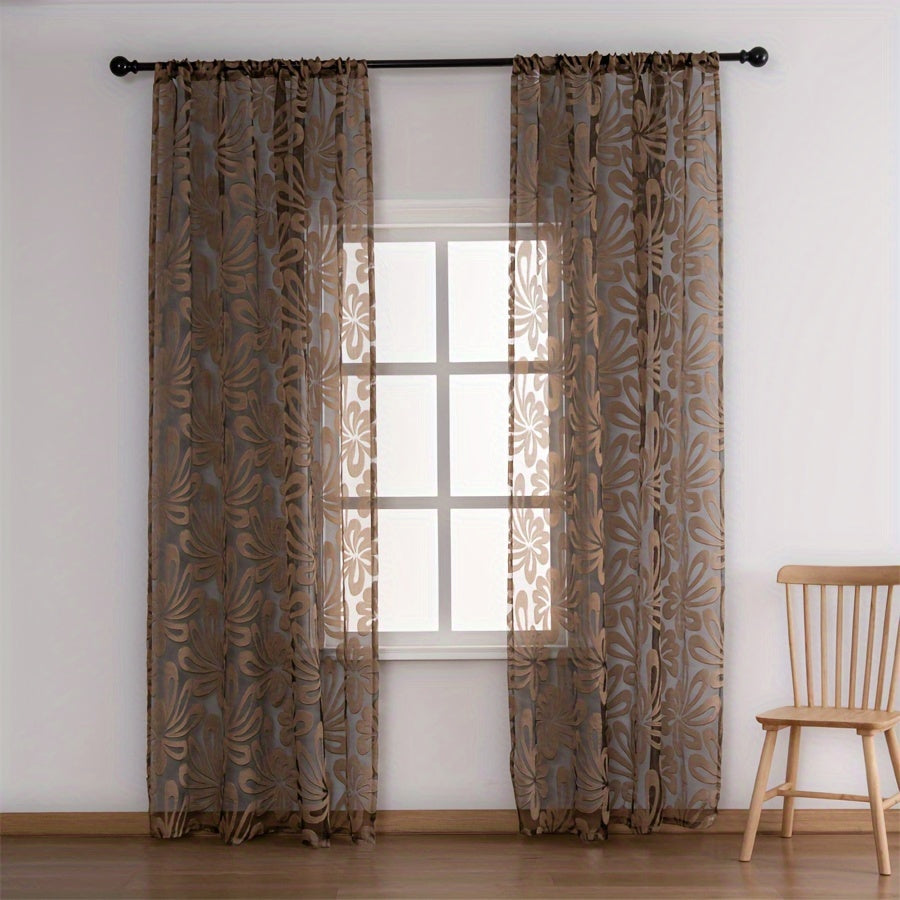 Set of 2 Floral Pattern Curtains with Rod Pocket for Living Room Bedroom Dining Room
