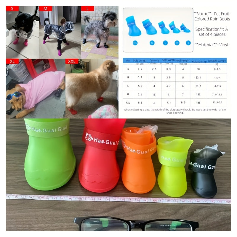 Waterproof Non-Slip Dog Rain Boots for Small to Medium Breeds PVC Soft Sole Adjustable Closure