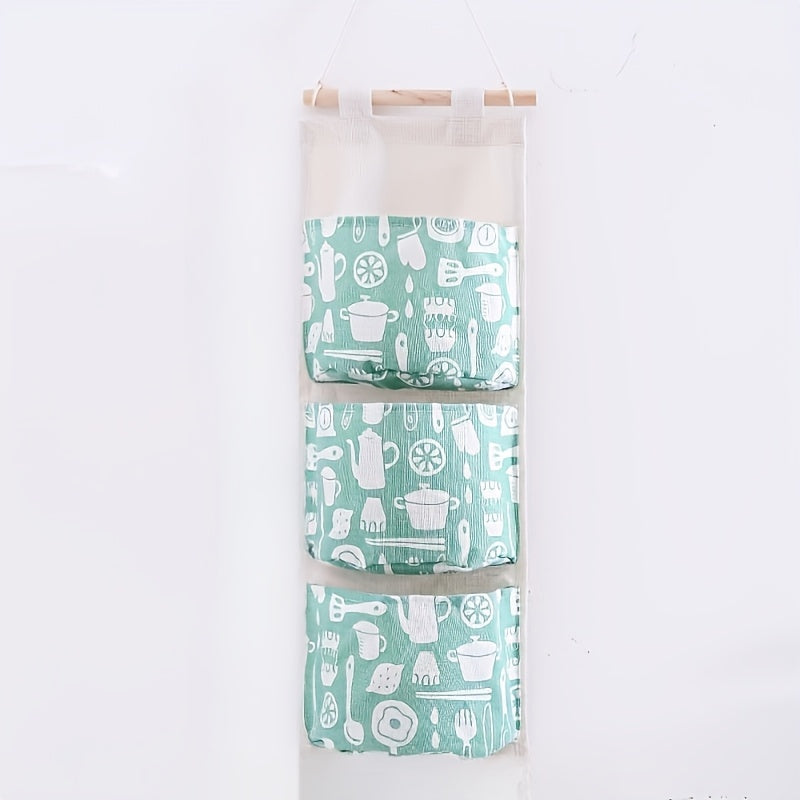 Bolsa de almacenamiento de pared multiusos con tres bolsillos grandes, organizador colgante para armario, dormitorio, baño