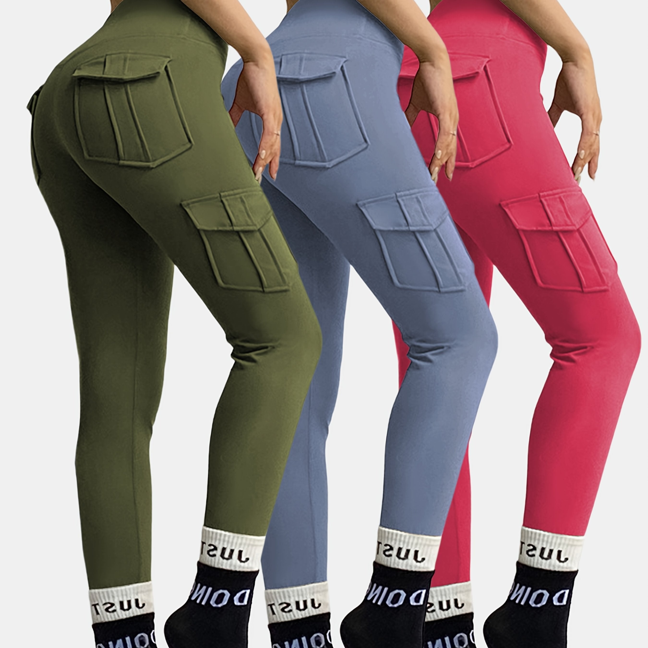 Pack de 3 pantalones deportivos para mujer con cintura elástica que absorbe la humedad para yoga y correr