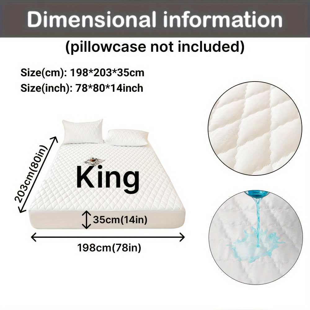 Waterproof Mattress Protector Breathable Dustproof Quilted Bed Cover in White Dark Blue Green Gray