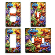 Agate Stone Dinosaur Light Switch Cover with Gold Embellishments for Kids Rooms