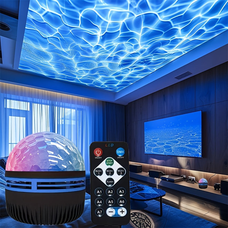 Water Ripple LED Night Light with Remote Control USB Powered Dimmable Black Plastic