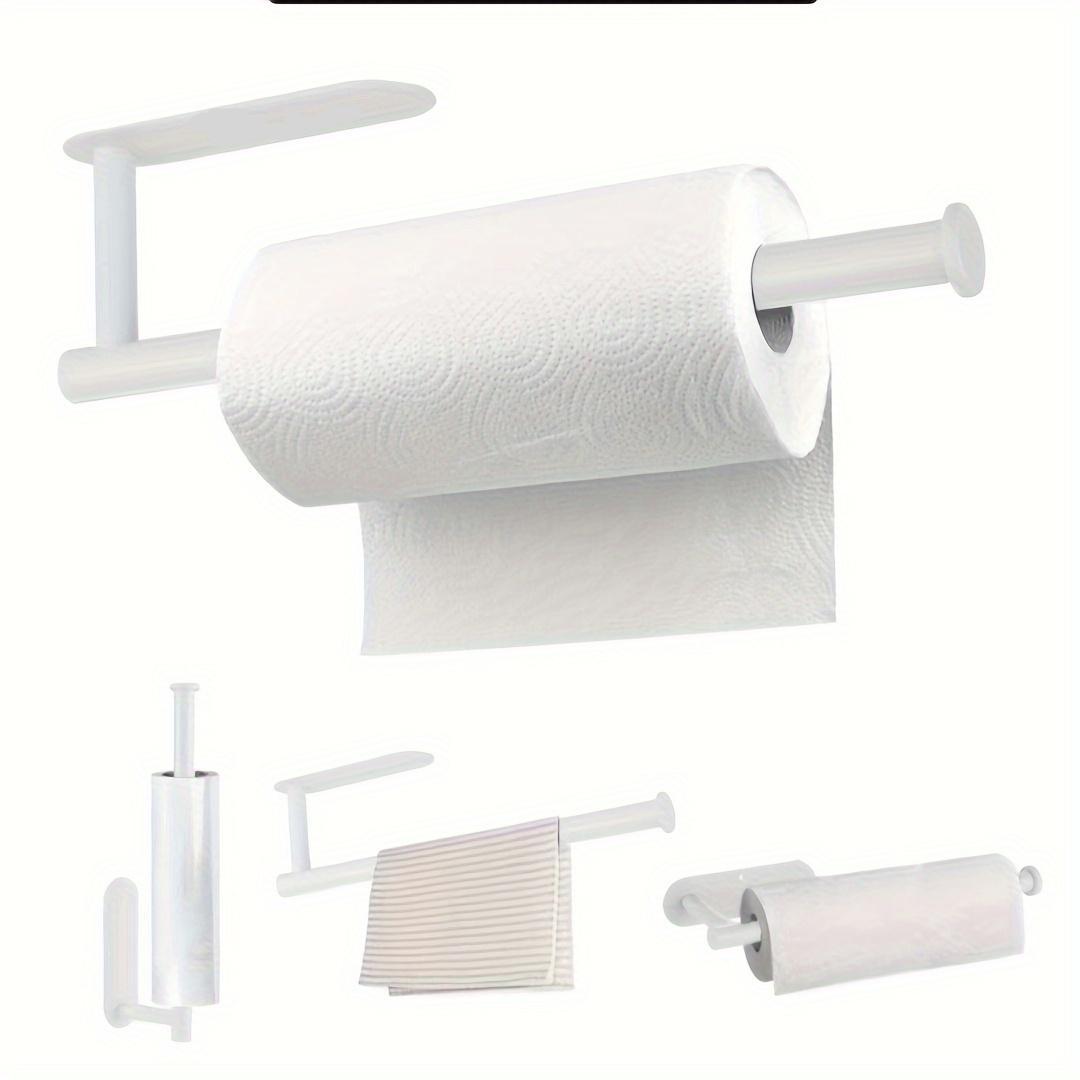 Kitchen Paper Towel Holder Dual Roll Capacity Black Plastic Wall Mount Organizer for Kitchen Bathroom