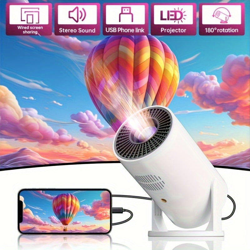 Мини портативный проектор HD 1080P с вращающимся на 180° экраном для домашнего кинотеатра