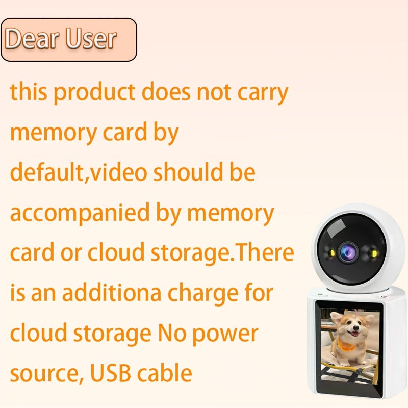 Wireless Security Camera with 7.11 cm Display Night Vision AI Motion Detection Two-Way Audio 360° Monitoring