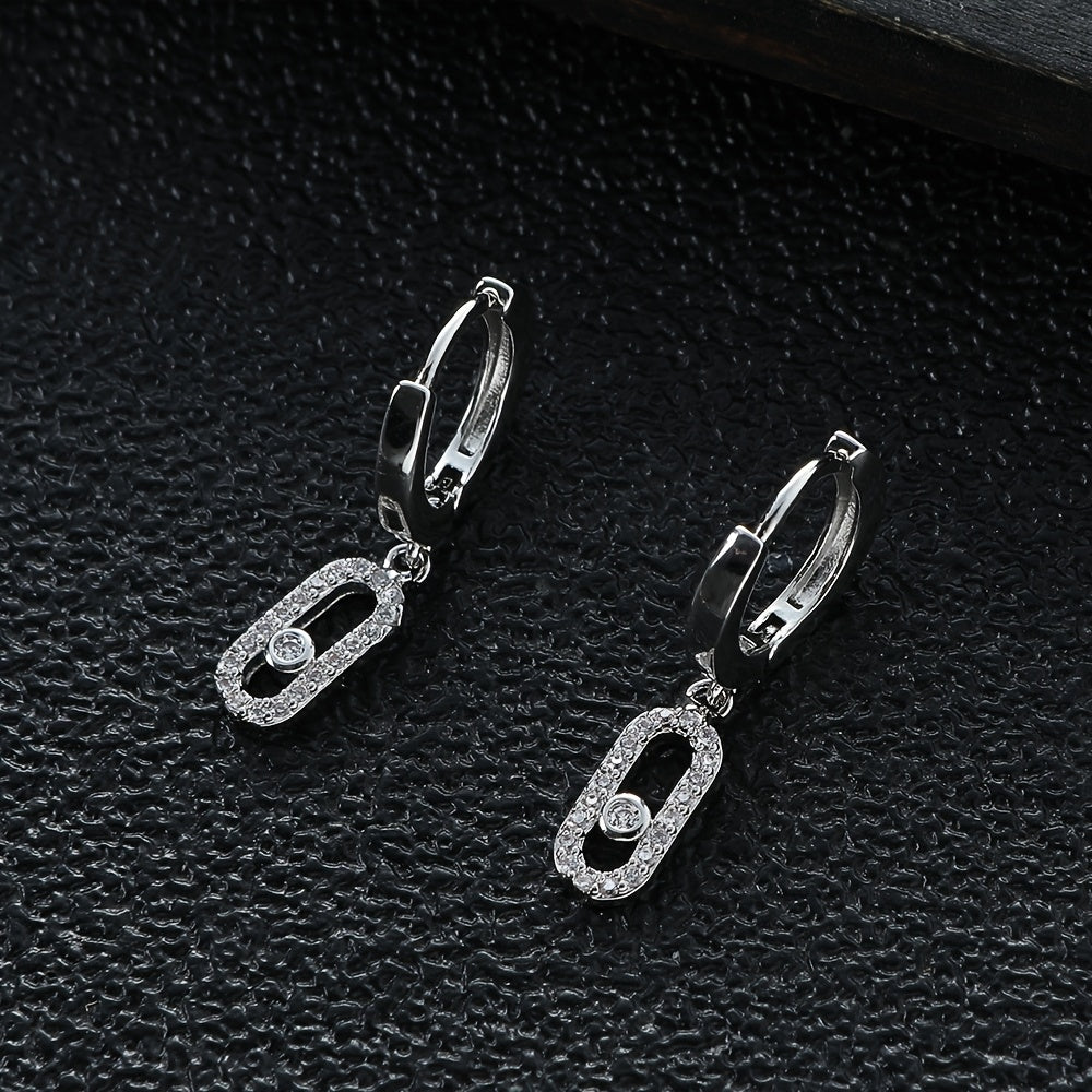 Geometric Paperclip Pendant Necklace with Cubic Zirconia for Weddings and Parties