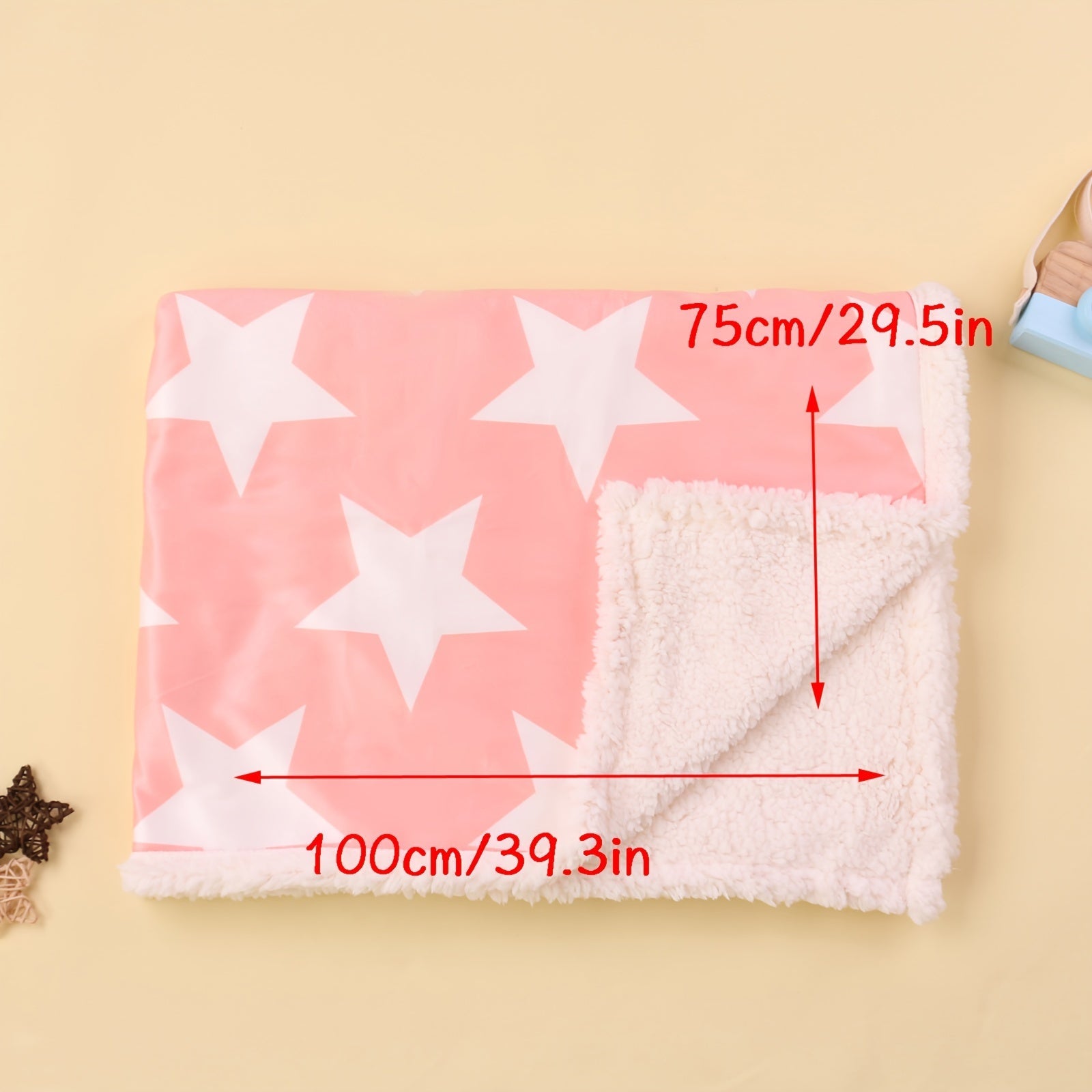 Double Layer Fleece Blanket for Strollers with Cartoon Print for Autumn Winter