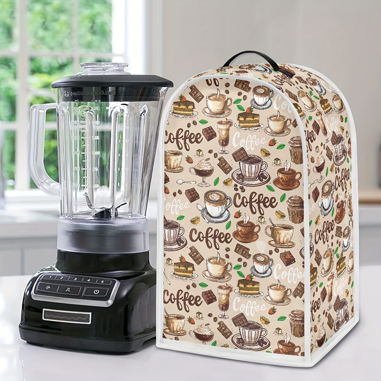 Cubierta de mezclador de café de dibujos animados, protector universal a prueba de polvo para procesador de alimentos con asa