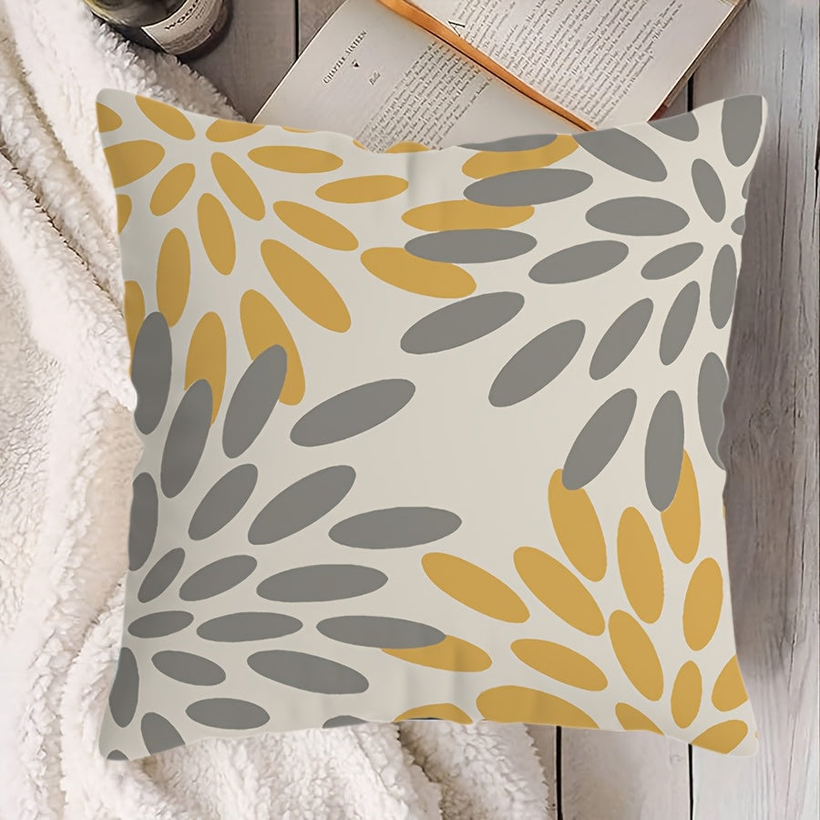 Vibrant Yellow and Gray Geometric Throw Pillow Cover 45cm Polyester Zip Closure