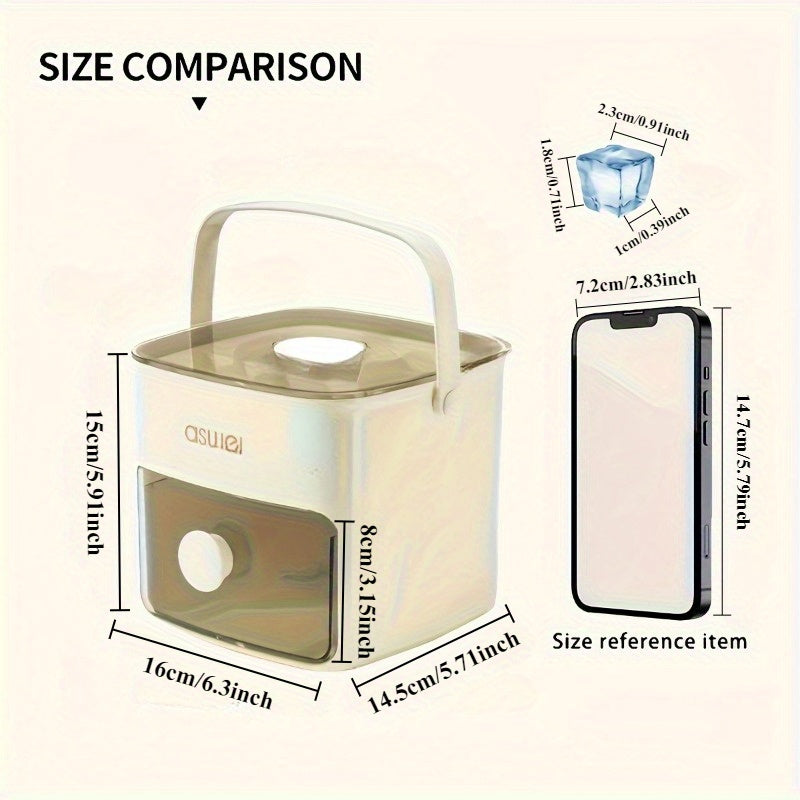 Portable Ice Maker for Refrigerator with 48-Cube Capacity, Ice Clip, 2 Compartments