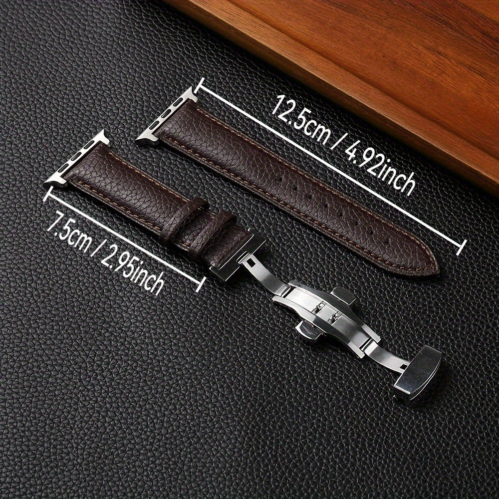 Litchi Pattern Synthetic Leather Watch Band for Apple Watch 38mm 45mm