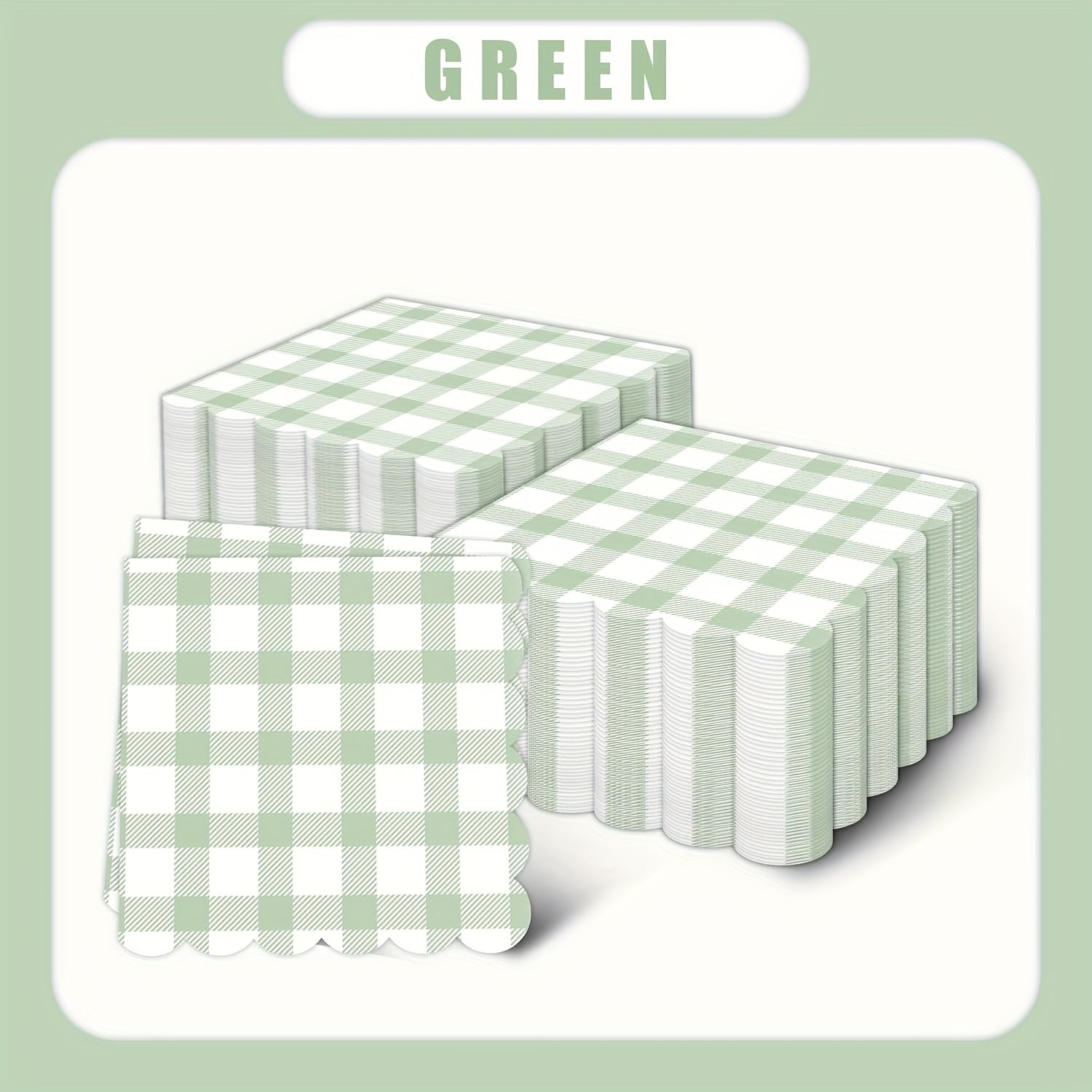 Servilletas desechables de cuadros verdes de 12.7cm para fiestas de verano, picnics y eventos