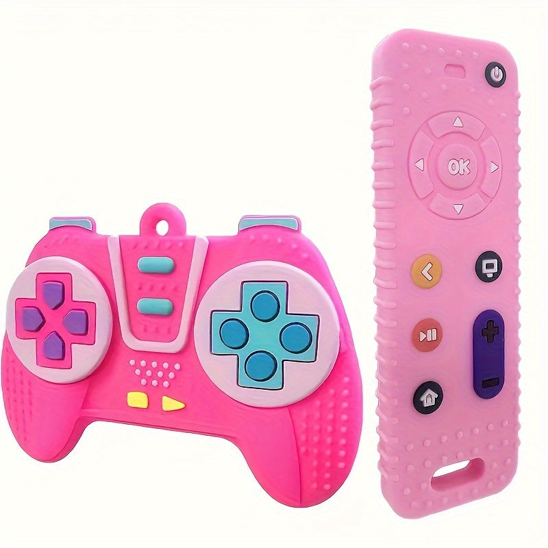 Kichkina tishlagich o'yinchoq to'plami Silikon yumshoq TV pulti va o'yin mashinasi ta'limiy o'yinchoq