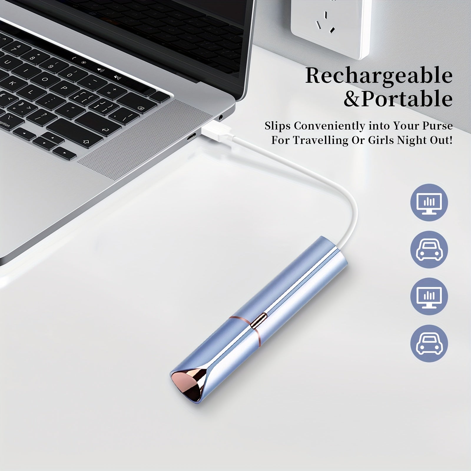 Women's Rose Gold Facial Hair Trimmer Rechargeable with USB Charging