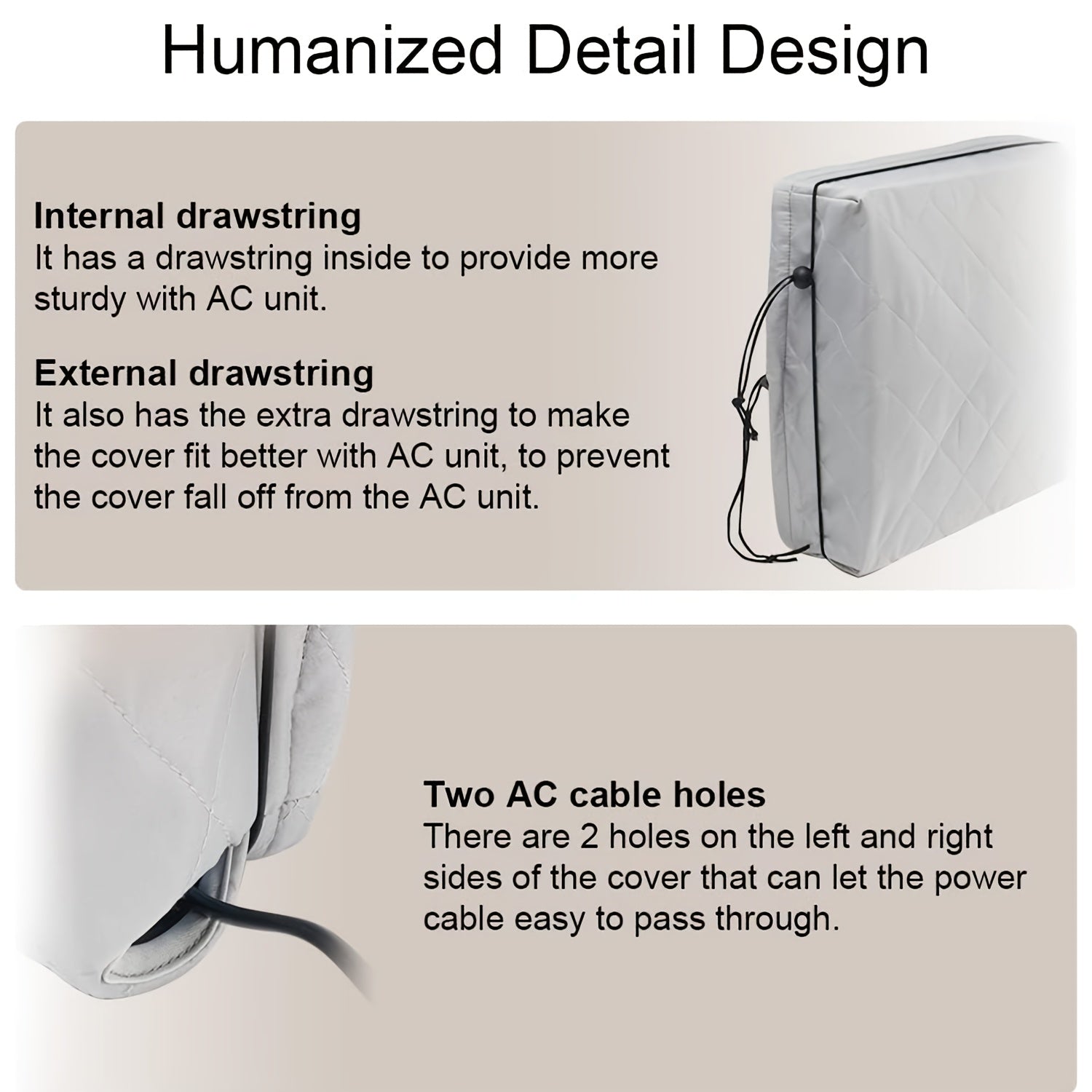 Protective Cover for Window Air Conditioner Dual Layer Insulation Adjustable Strap