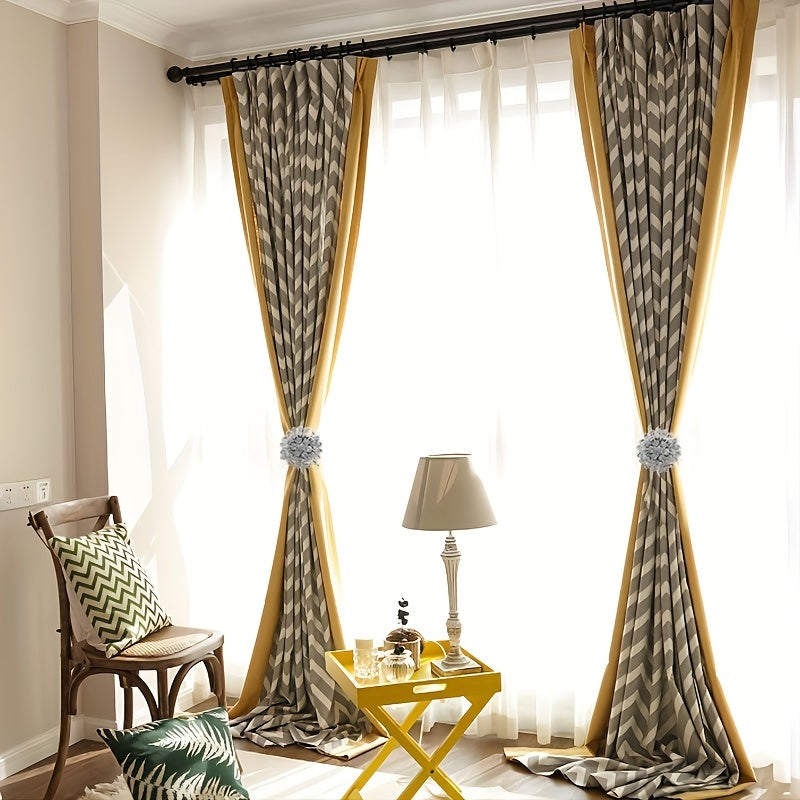 Magnetic Curtain Tieback with Crystal Flower and Elastic Spring Wire for Home Office