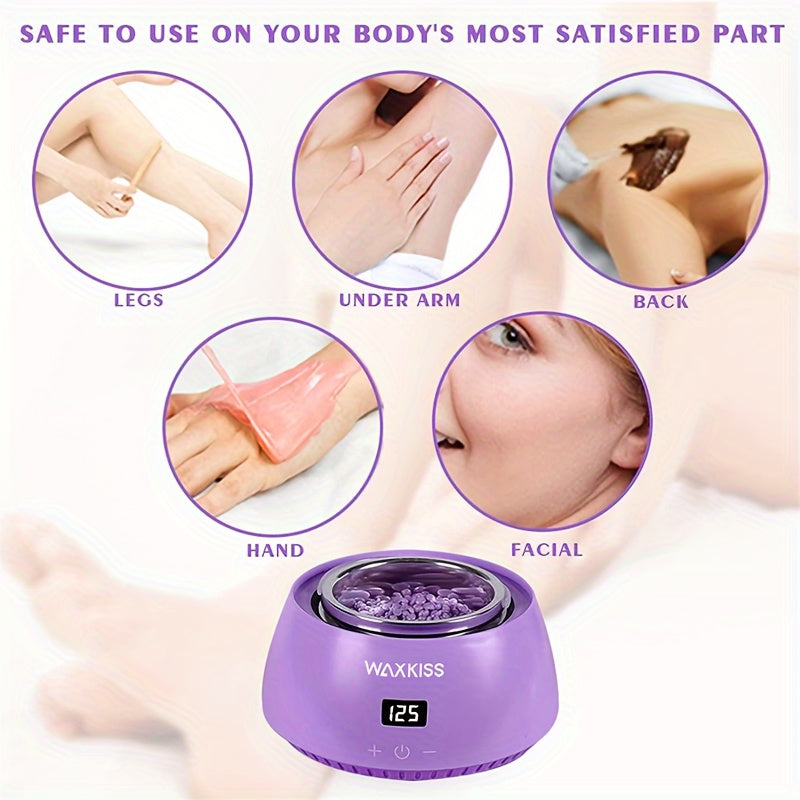 Women Waxing Kit 500ml Digital Display Hard Wax Beads White and Purple