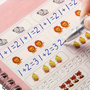 Educational Reusable Copybook for Kids Age 8+ with Colorful Illustrations and Pen Holder