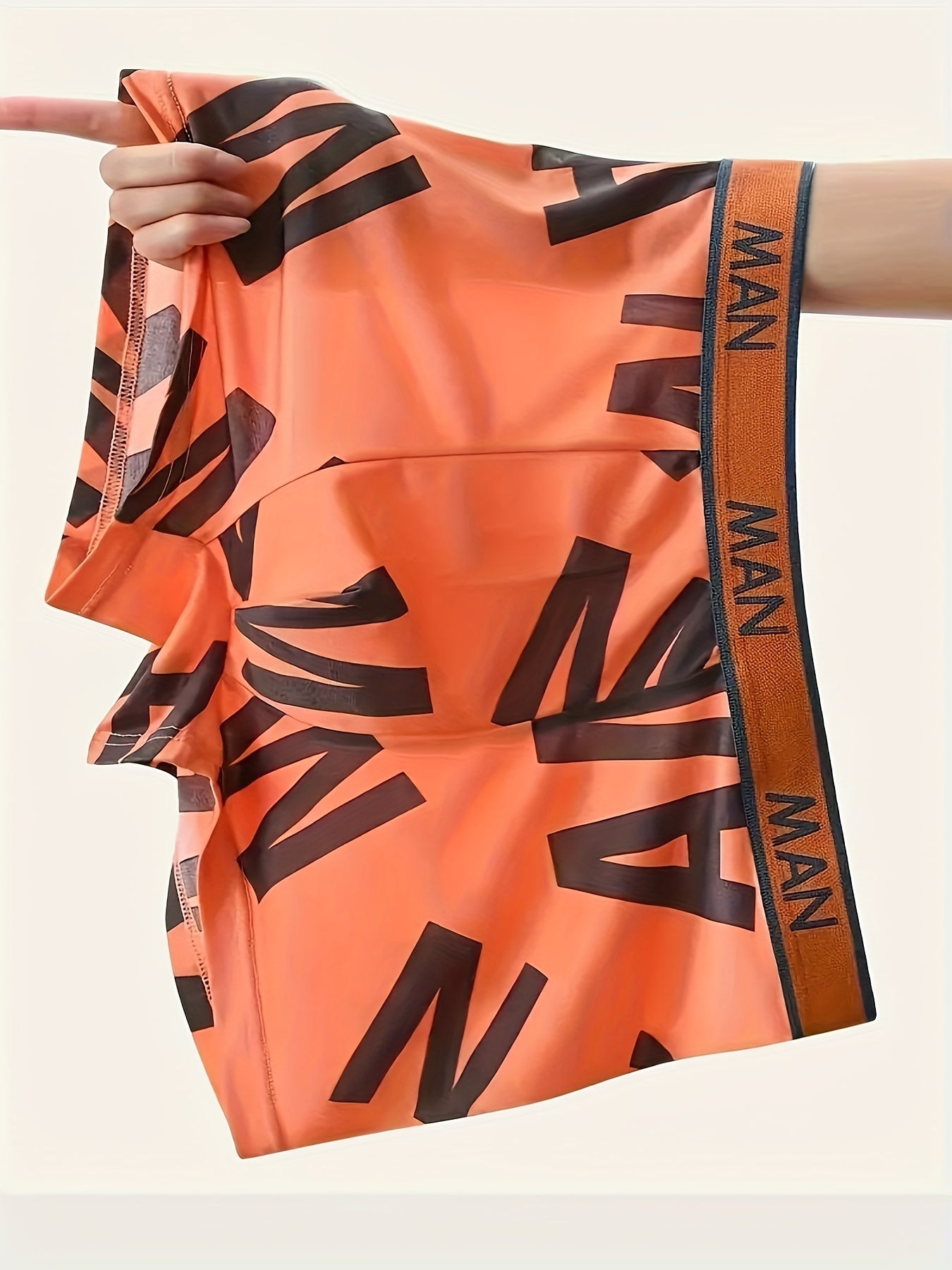 Men's Boxer Briefs Moisture-Wicking Polyester Blend Letter Pattern Elastic Waist Regular Fit