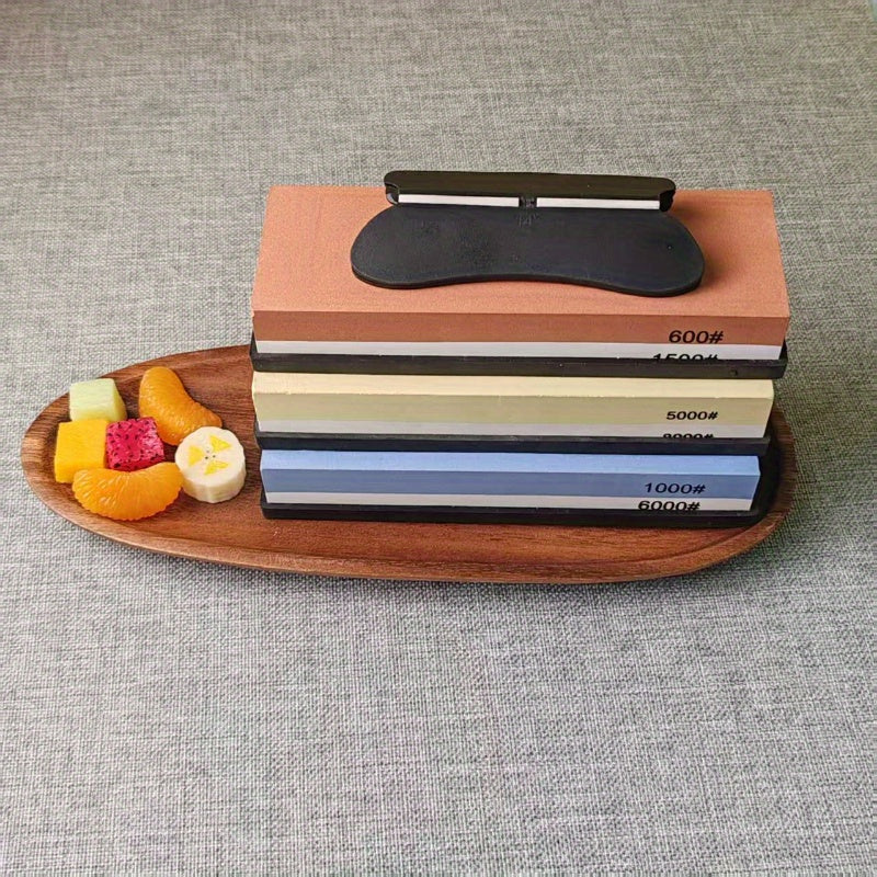 Afilador de cuchillos de cocina de doble cara con base antideslizante con pinza, piedra de aceite de 1000 grit