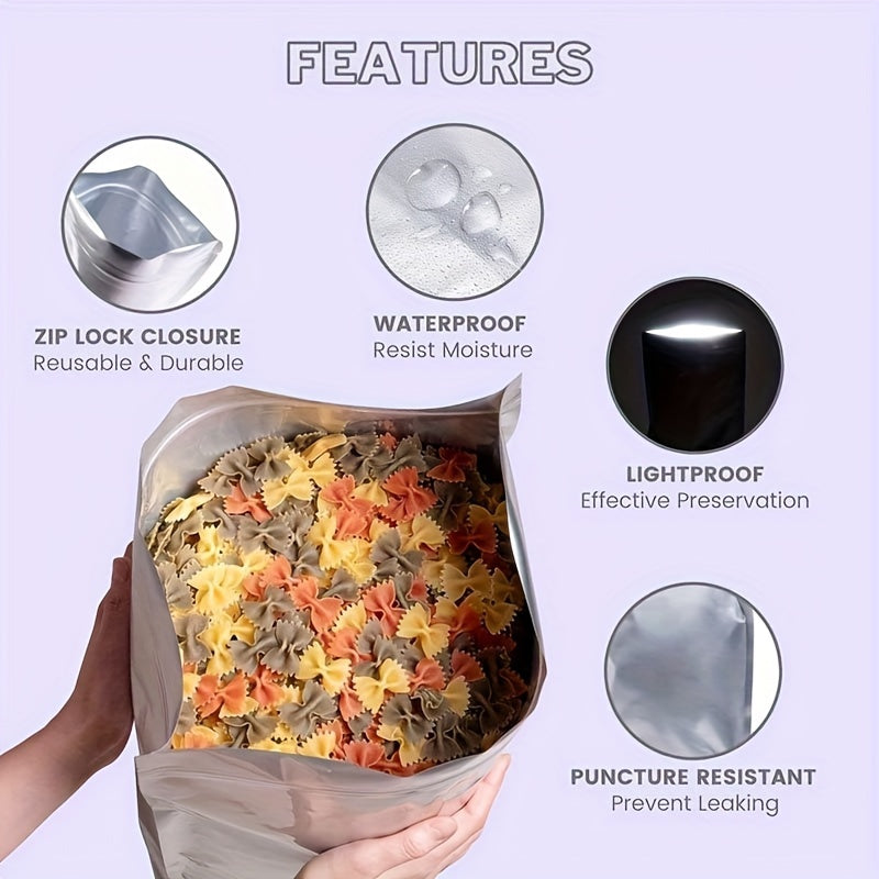 10 Pieces Food Grade Aluminum Foil Mylar Bags for Long-Term Food Storage 50.8cm x 76.2cm