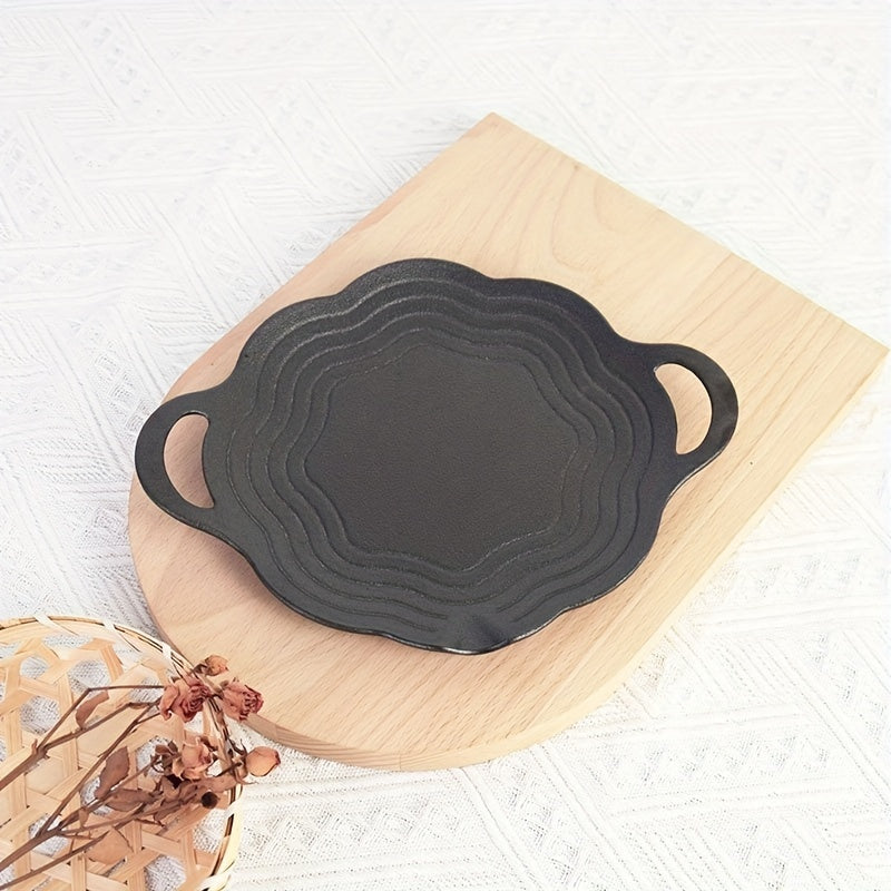 Round Cast Iron Grill Pan for Outdoor Camping & BBQ