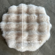 Cojín redondo de pelo sintético suave de conejo para decoración del hogar y espíritu navideño