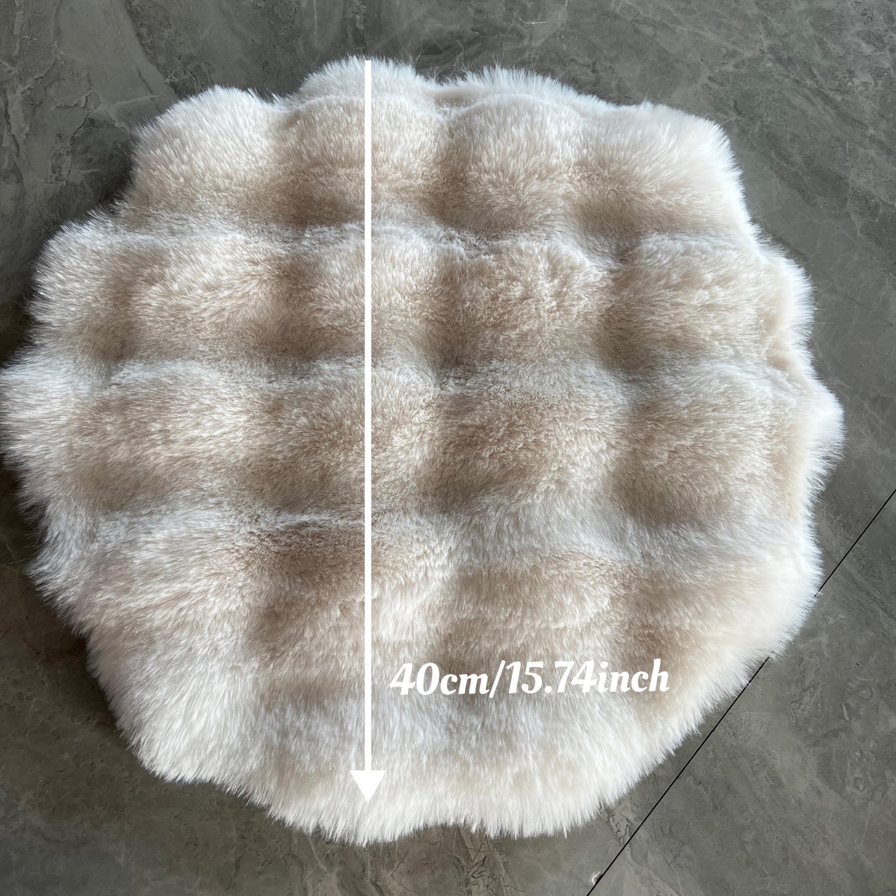 Cojín redondo de pelo sintético suave de conejo para decoración del hogar y espíritu navideño