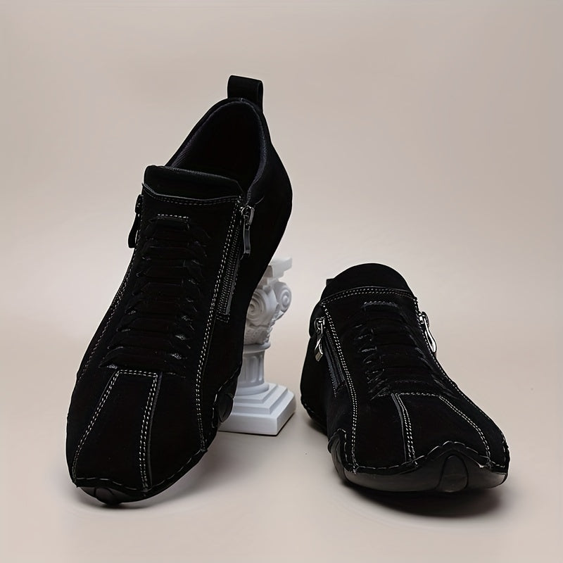 Zapatillas casuales para hombre con cierre de cremallera, transpirable, suela de goma, de caña baja, para uso diario al aire libre