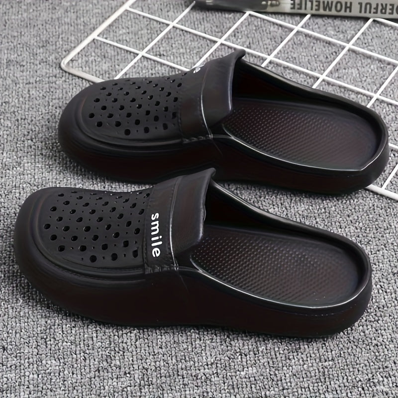 Women's Black EVA Flat Bottom Anti-slip Beach Slip-Ons