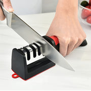 4-Stage Kitchen Knife Sharpener with Tungsten and Diamond Ceramic Stones for Chefs