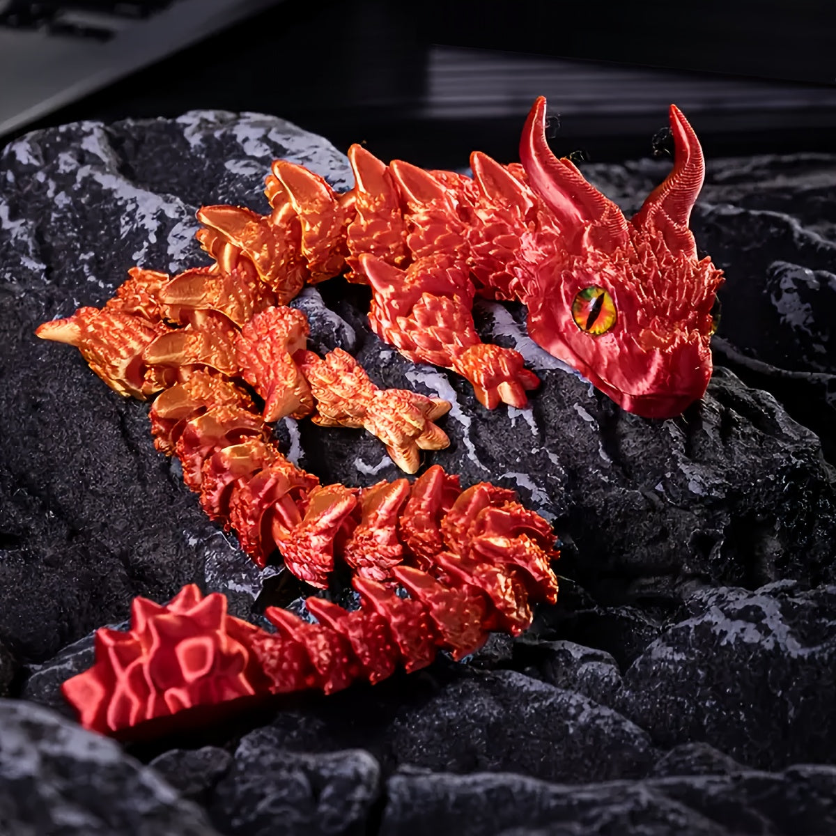 Adults 3D Printed Double-Horned Dragon Figurine Car Home Desk Decor