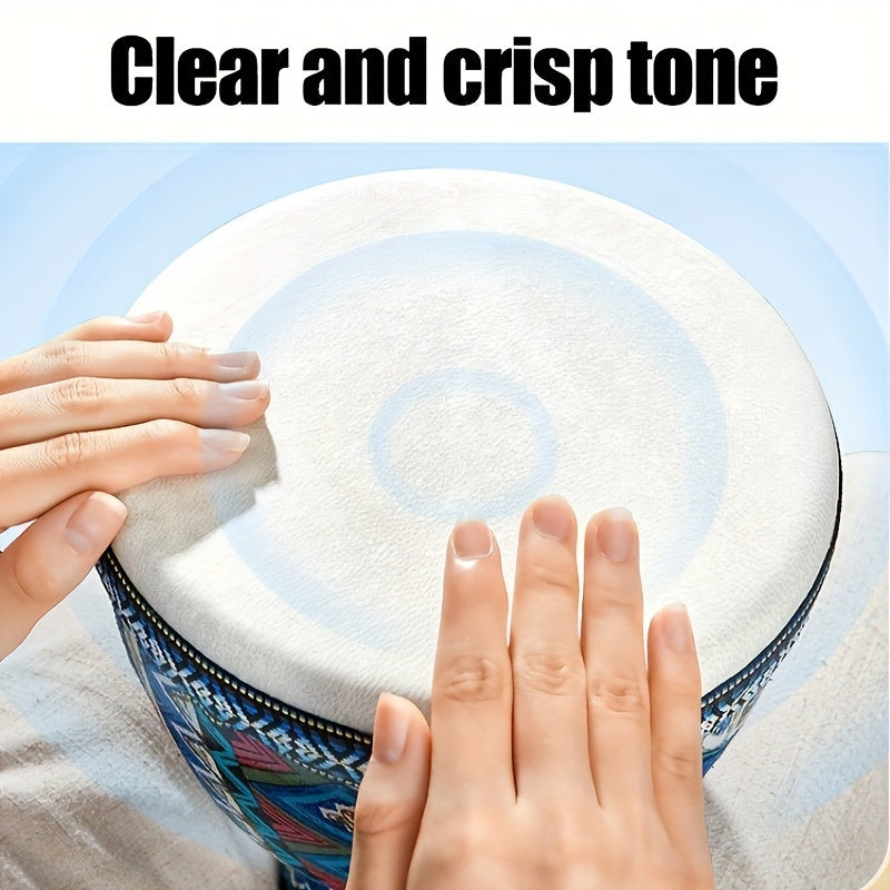 8-Inch African Djembe Drum for Beginners with Goatskin Head in Red Yellow Blue