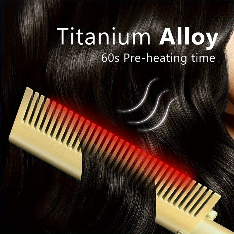 Electric hot comb for curly and straight hair copper finish multi-functional with auto shut-off ionic tech heat protection portable