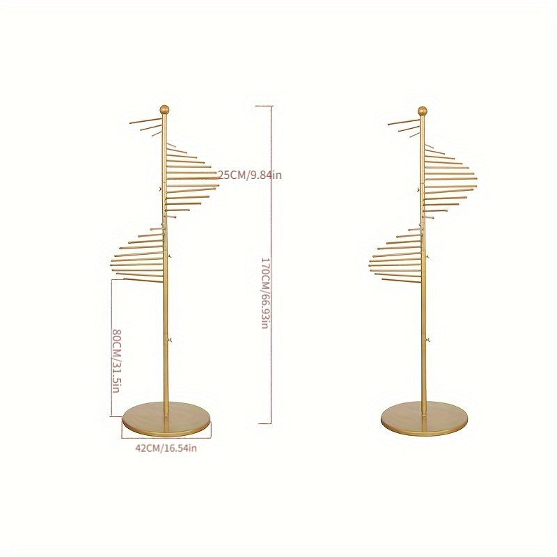 Gold Metal Display Stand for Scarves Ties Belts Rotating Home Organization