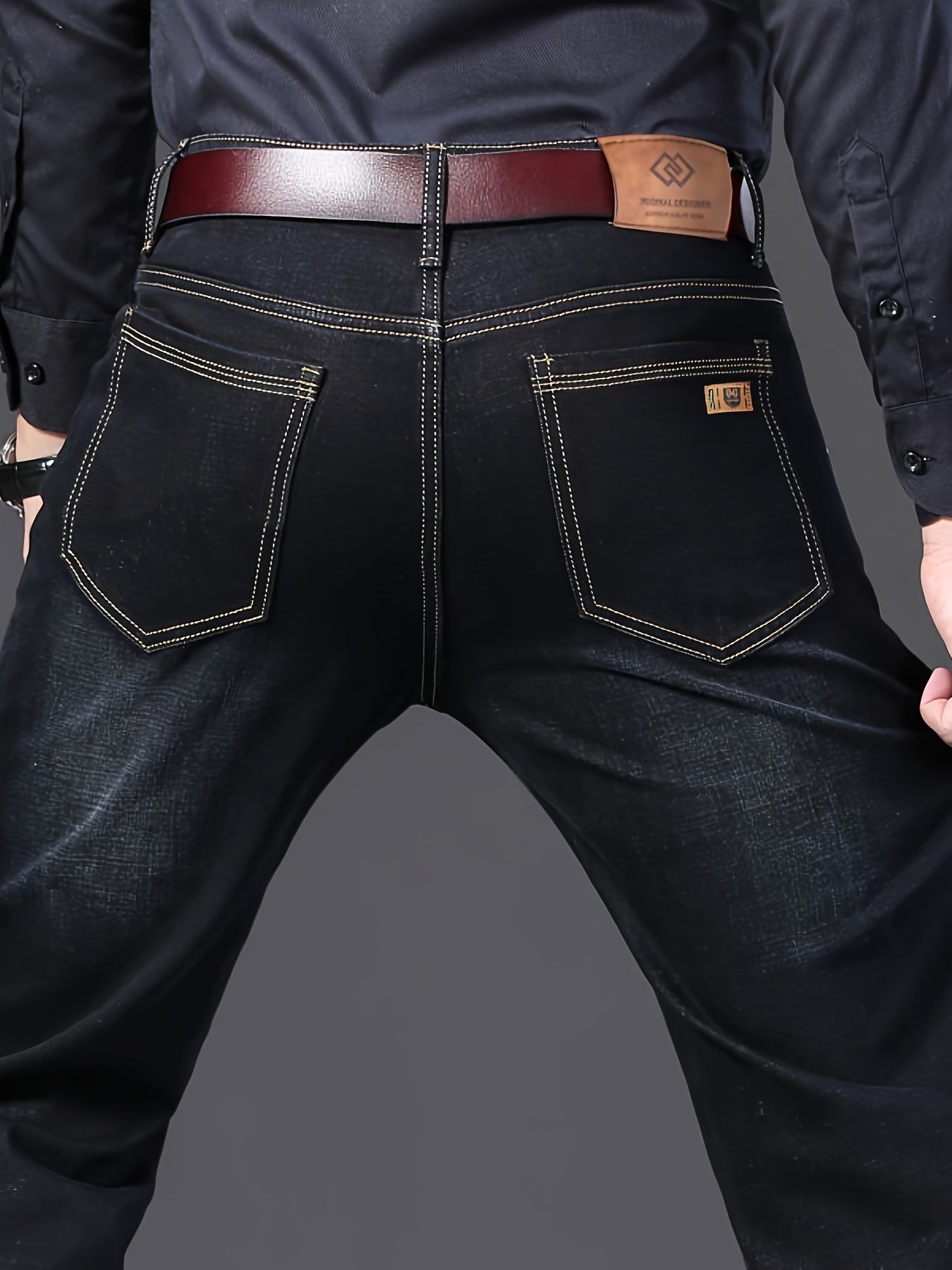 Men's Regular Fit Denim Jeans for Daily Wear All-Season Solid Color