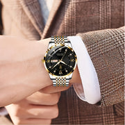 Men's Quartz Business Watch Stainless Steel Band Alloy Case Water Resistant 3ATM