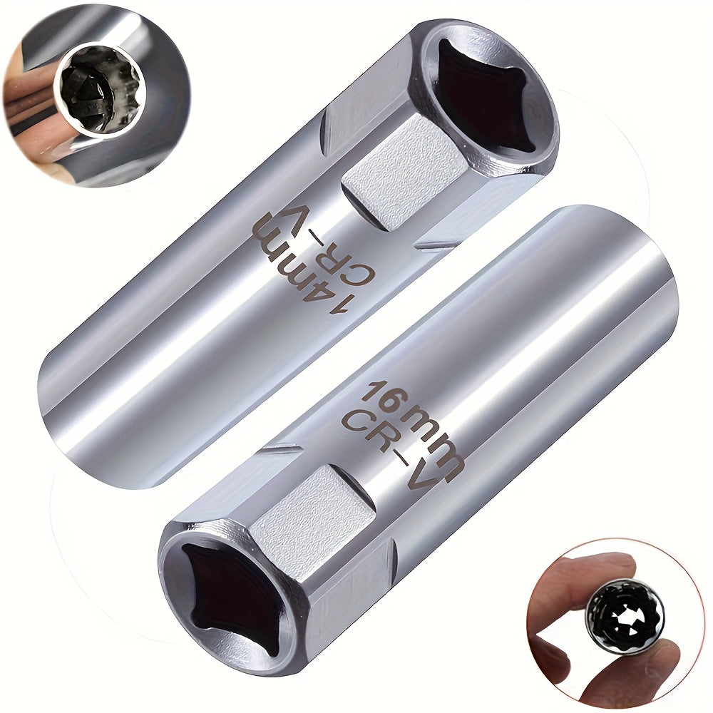 Universal Steel 2-in-1 Magnetic Spark Plug Socket Wrench 14mm 16mm