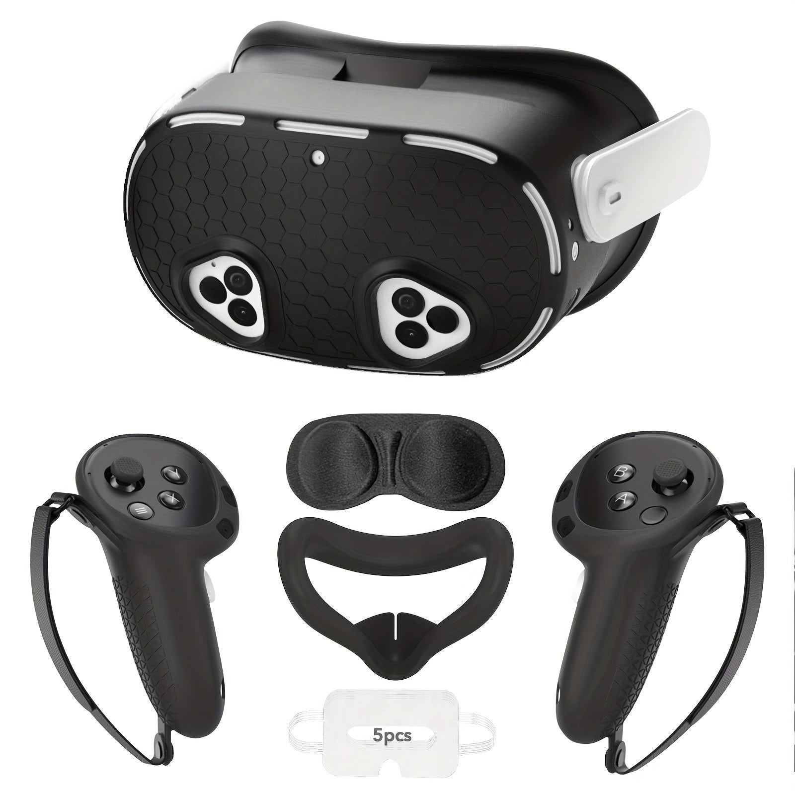 Silicone VR Headset and Controller Protection Set for Meta Quest 3S with Face and Eye Pads