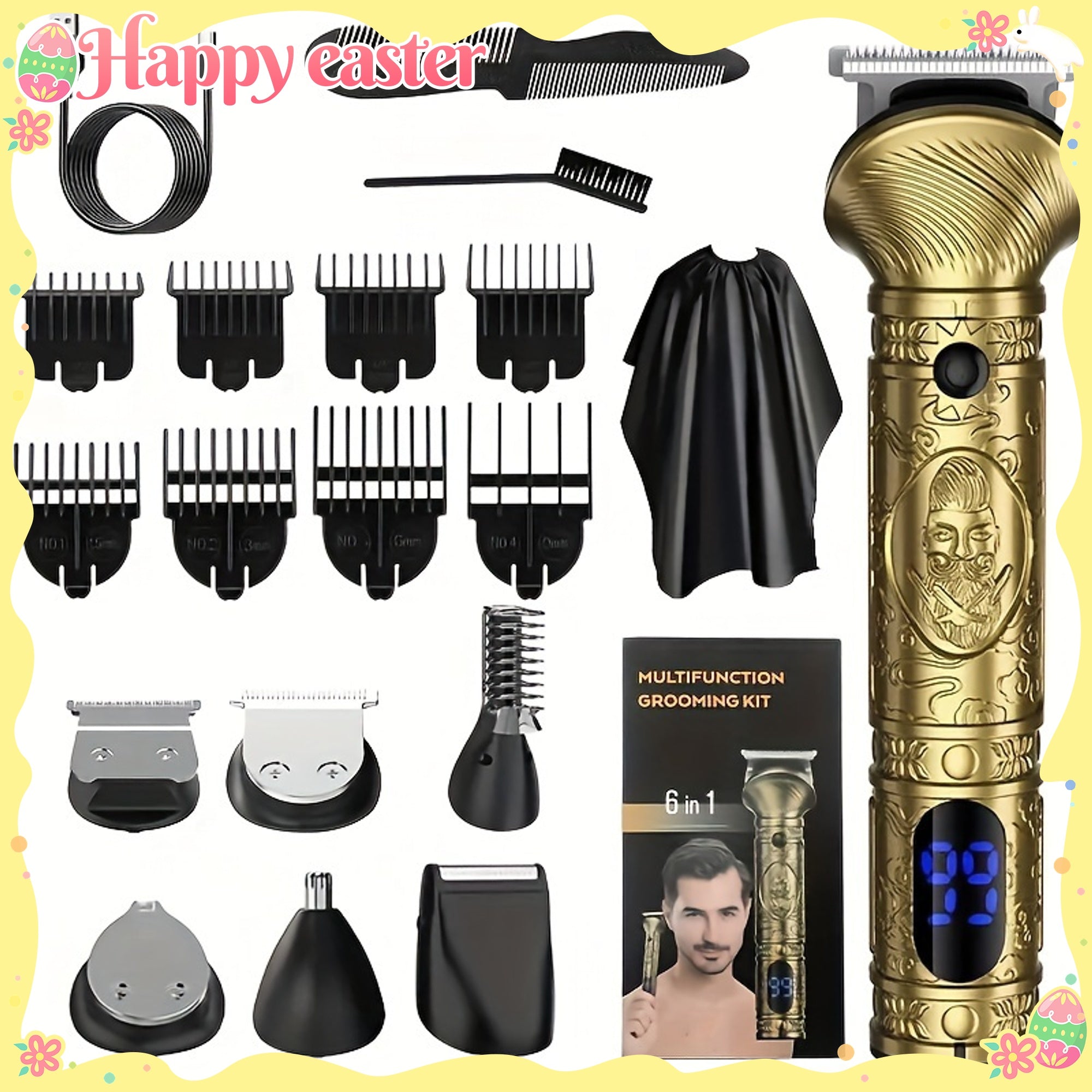 Afeitadora eléctrica multifunción con cabezal reemplazable y recortadora de vello nasal